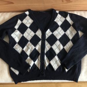 MOVING, MUST GO⚡️Brandy Melville Wool Navy Argyle Cardigan